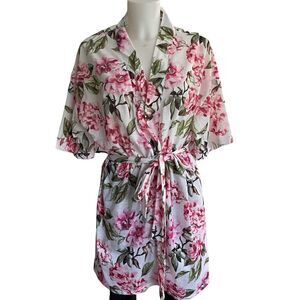 Show Me Your Mumu White Floral Print Kimono Robe/Layering Blouse sz O/S‎